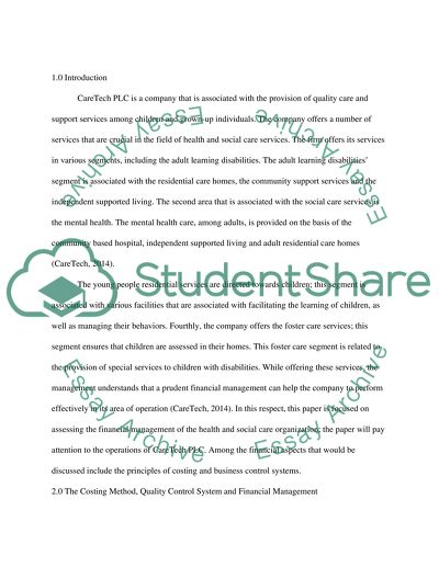 The Financial Management of the Health and Social Care Organization CareTech PLC