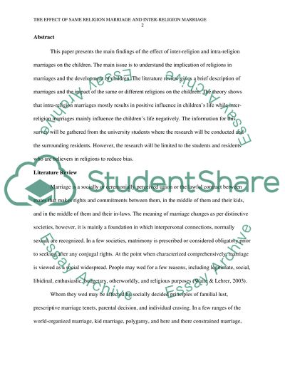 The Effect of Same and Different Religion Marriage on Children