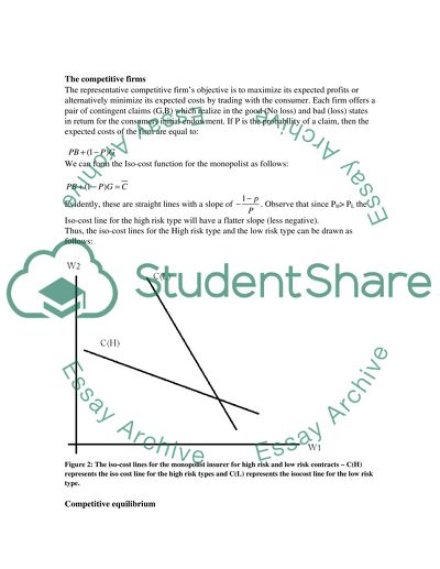 Insurance Model: Competitive Contracts