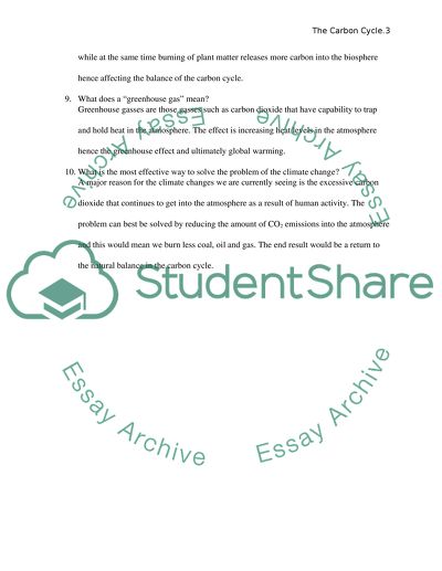 The Carbon Cycle and Climate Change