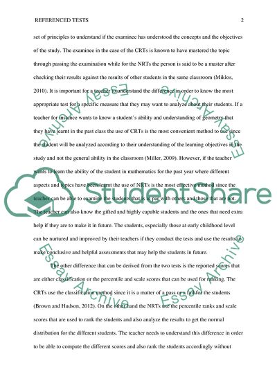 Criterion Referenced Tests and the Norm Referenced Tests