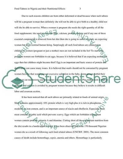 Food Taboos in Nigeria and Their Nutritional Effects