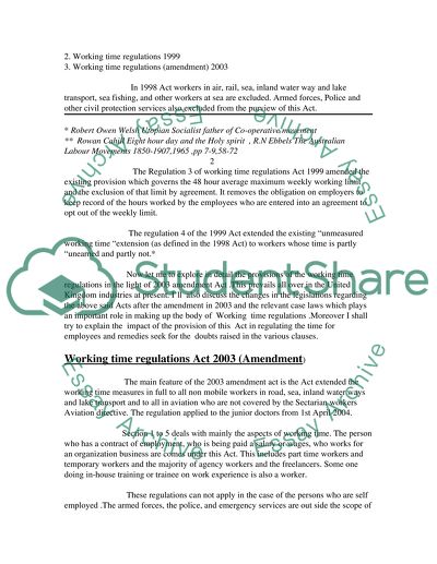 Impact of legislations in regulating the working Time