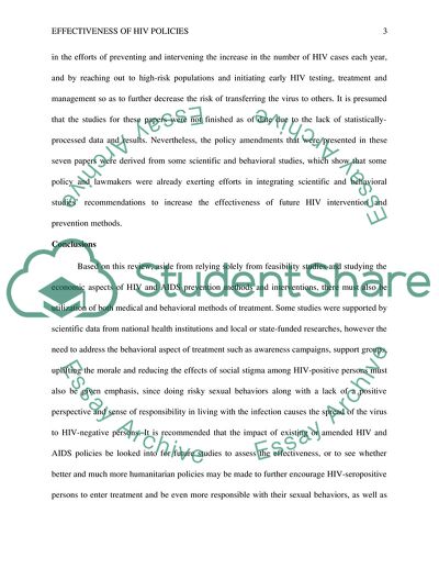 Effectiveness of HIV-Aids Prevention and Intervention Policies