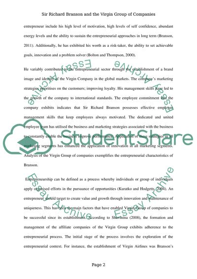 Sir Richard Branson and the Virgin Group of Companies