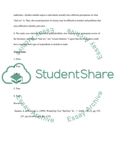 The Sexual Behavior Analysis