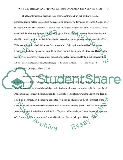 Why did Britain and France get out of Africa between 1957-1965