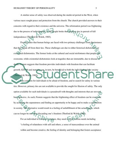 Humanist Theory of Personality- Fromm