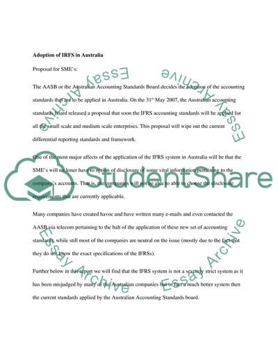 The Costs for Adopting in Australia of Financial Reporting Standards