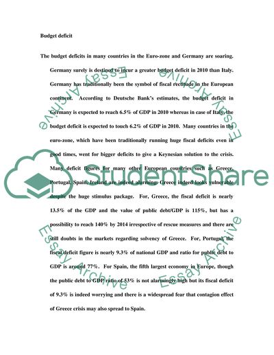 Budget Deficit And National Debt Levels In The Euro-Zone
