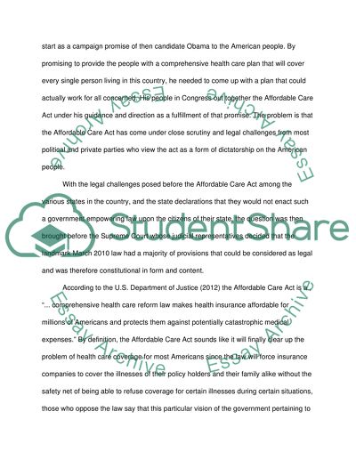 Constitutionality of the Affordable Care Act