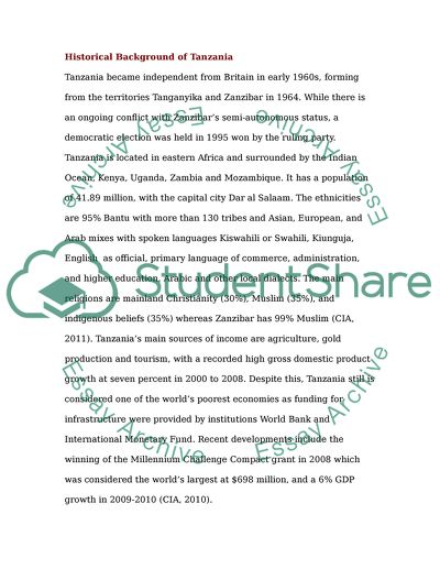 Conducting International Business in Tanzania: Possibilities for Organiz Flavoured Drink