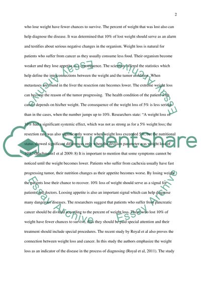 Pancreatic cancerrelated cachexia: influence on metabolism and correlation to weight loss and pulmonary function
