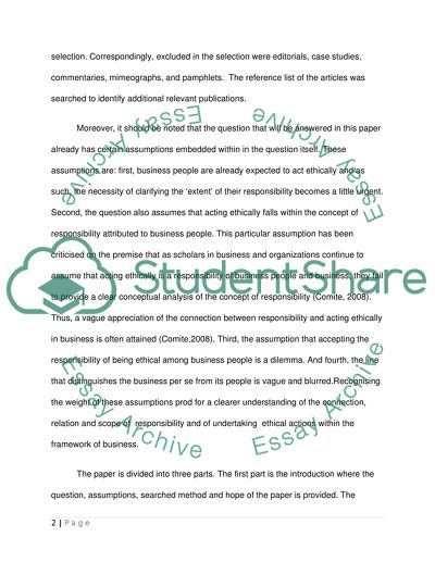 Reality of Business Ethical Responsibility