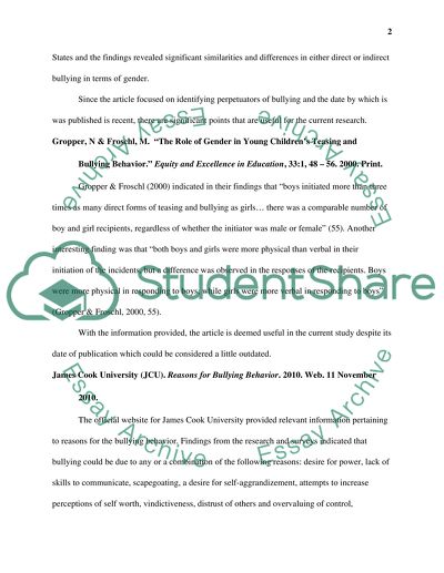 Bullying in Early Education