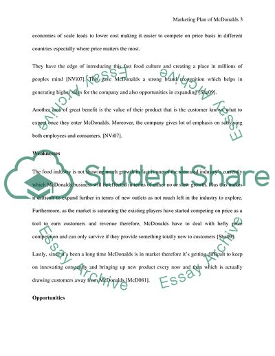 Marketing Plan of McDonalds