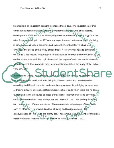 Free Trade and its Benefits