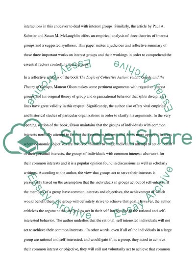 Summary of Interests groups