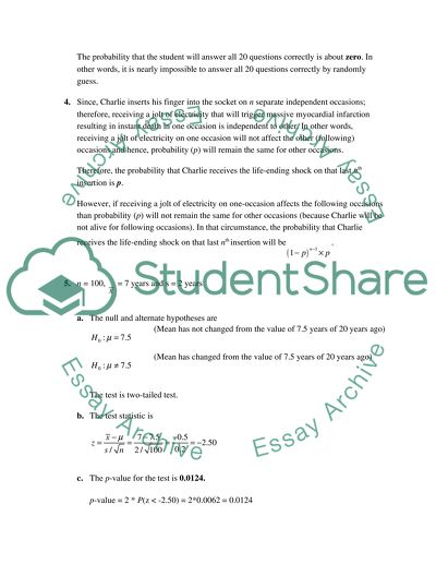 Statistics Assignment