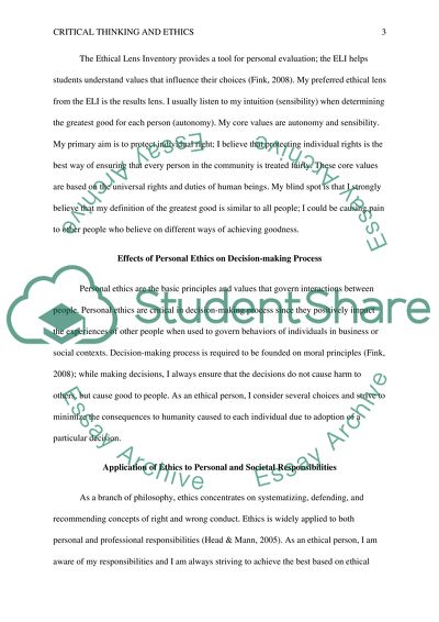 Critical thinking and ethics