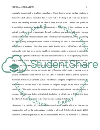 The Effect of Clinical Simulation on Student Self Efficacy in Learning at NSU