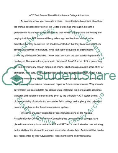 ACT Test Scores Should Not Influence College Admission