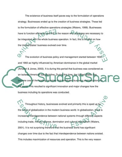 Operations Strategy as One of the Most Important Considerations in an Organization