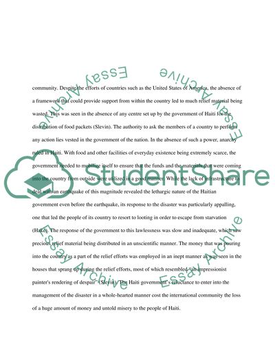 Relief Efforts Following the Haiti Earthquake and Failures