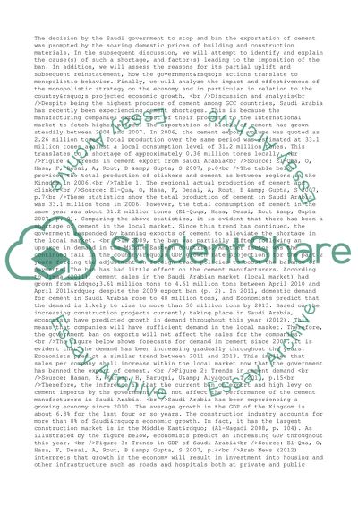 Banning Exports of Cement in Saudi Arabia