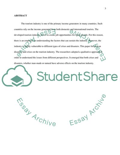 The Major Crises and Disasters in the Tourism Industry