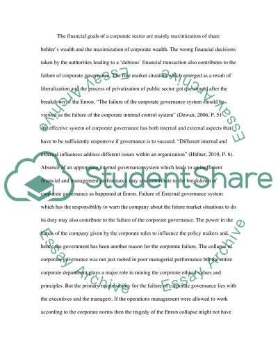 Failure of Corporate Governance