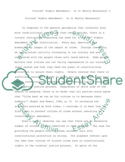 Victims Rights Amendment: Is It Really Necessary