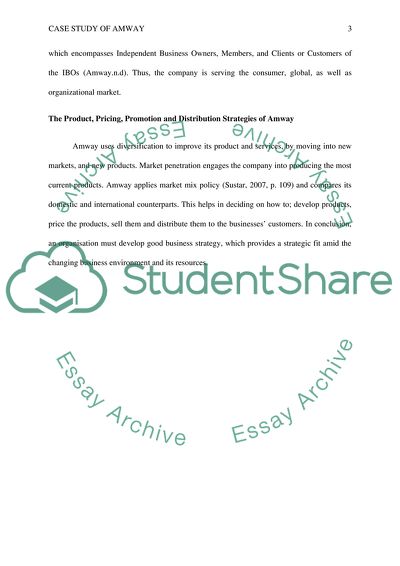 Case Study: Amway Developing Competitive Marketing strategies