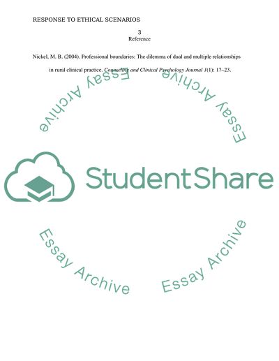 Response to the scenarios