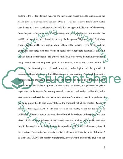 Macroeconomics of the health care policy in United States