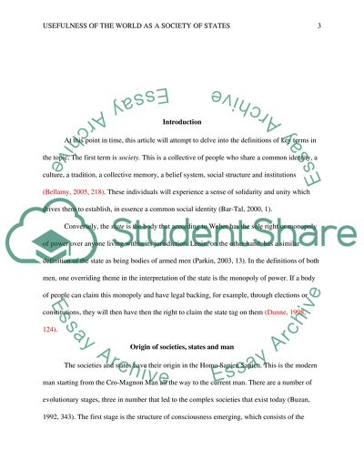 How Useful Is It to See the World as a Society of States