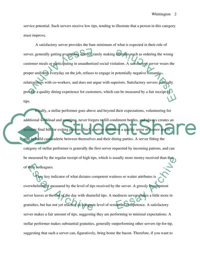 Categorize salespeople or severs according to their effectiveness