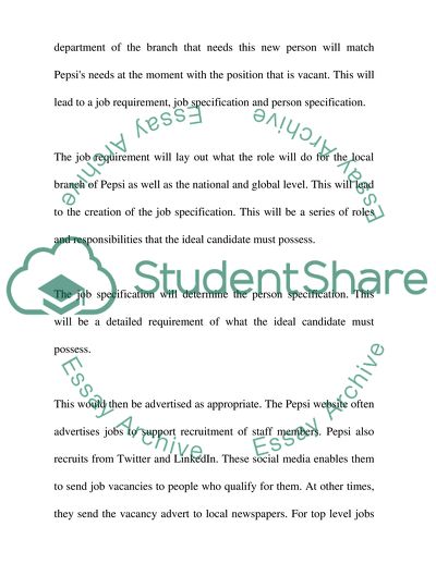 Practical Elements of Recruitment at Pepsico