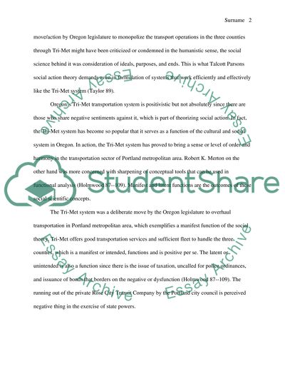 Using a functional analysis to explore Tri-Met system in Portland
