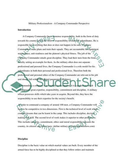 Military Professionalism - A Company Commander Perspective