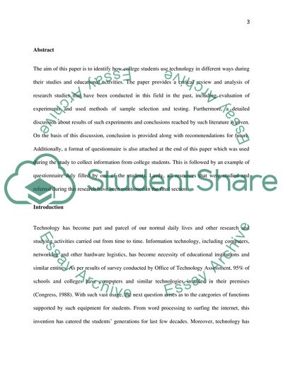 Application of Technology by College Students