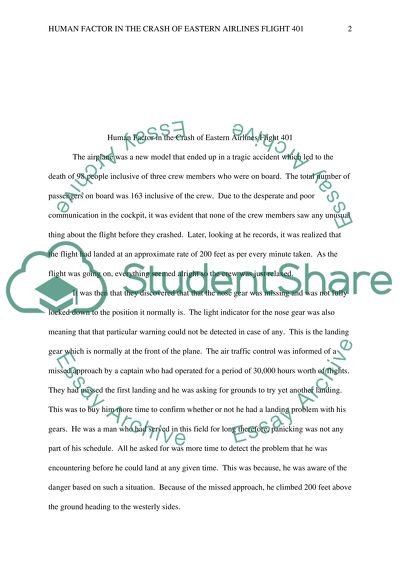 Human Factor In The Crash Of Eastern Airlines Flight 401