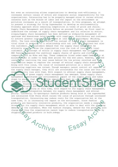 A Strategy for Co-op Supermarket