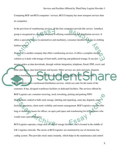 Services and Facilities Offered by Third Party Logistic Provider - RGF Logistics Limited