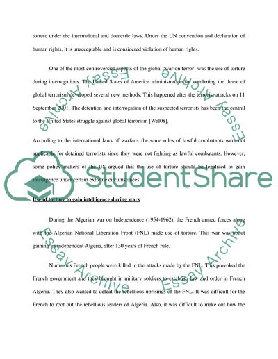 Use of Torture to Gain Intelligence