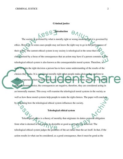 (Criminal justice) Your Ethical System