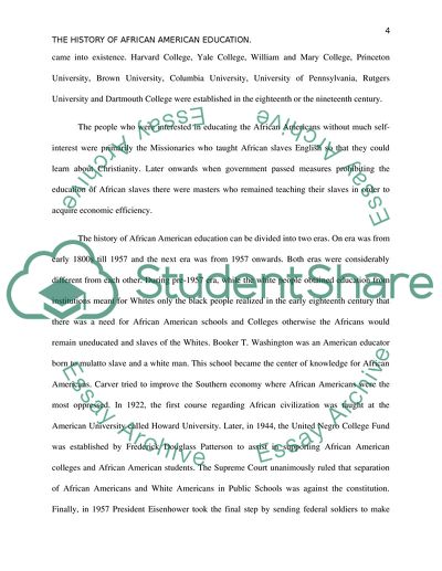 The History of African American Education in America