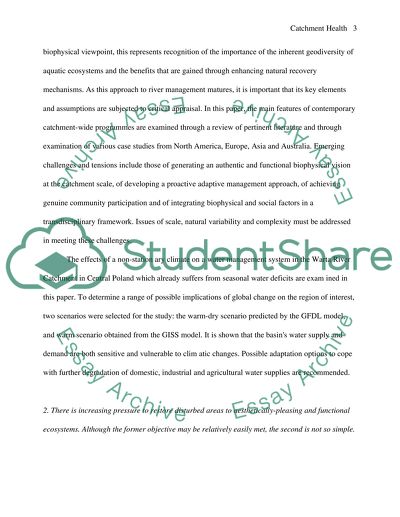 Catchment Health and Management