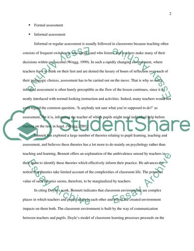 Assessment does not stand outside teaching and learning but stands in dynamic