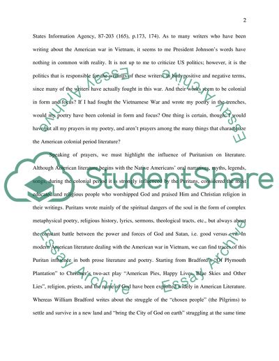 American Literature of the Vietnam War is Essentially Colonial in Form and Focus